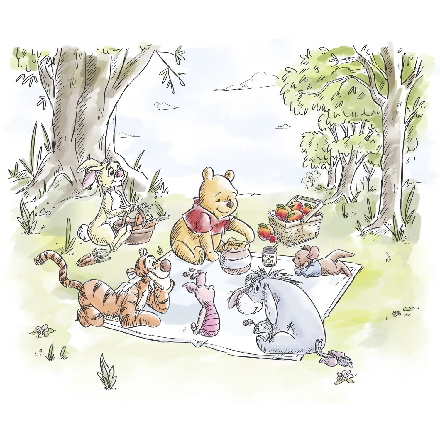 E-shop Komar Vliesová fototapeta Disney Winnie Pooh Nice For Picnics 300 x 250 cm