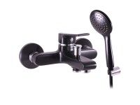Batérie Colorado vaňová sa sprchou a pevným držiakom, čierno-chrómová