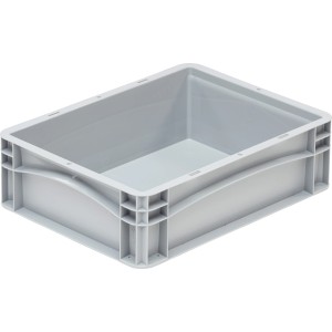 Sivý Eurobox 40x30x12 cm, plná stena, z plastu. Úložný box pre systém Eurobox.