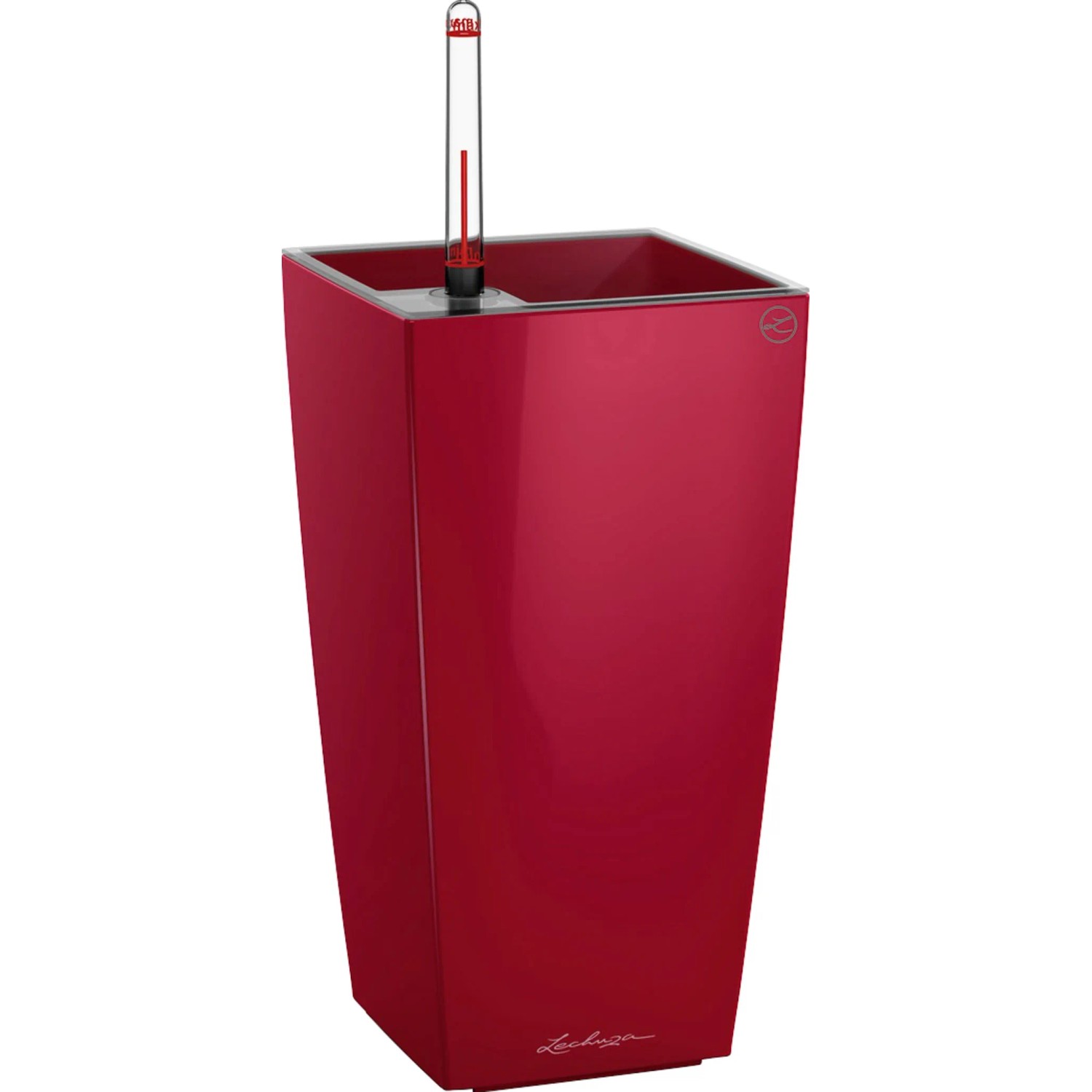 E-shop Lechuza Samozavlažovací kvetináč MAXI CUBI šarlát.červená lesk, 14 x 14 x 26 cm