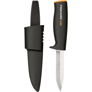 Univerzálny nôž Fiskars K40 s puzdrom, záhradný pomocník pre dom, záhradu a vonkajšie použitie.