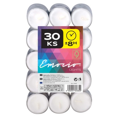 Balenie čajových sviečok, 30 kusov, doba horenia cca 8 hodín.