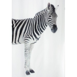 Spirella textilný sprchový záves Zebra, 180x200 cm, čierno-biely