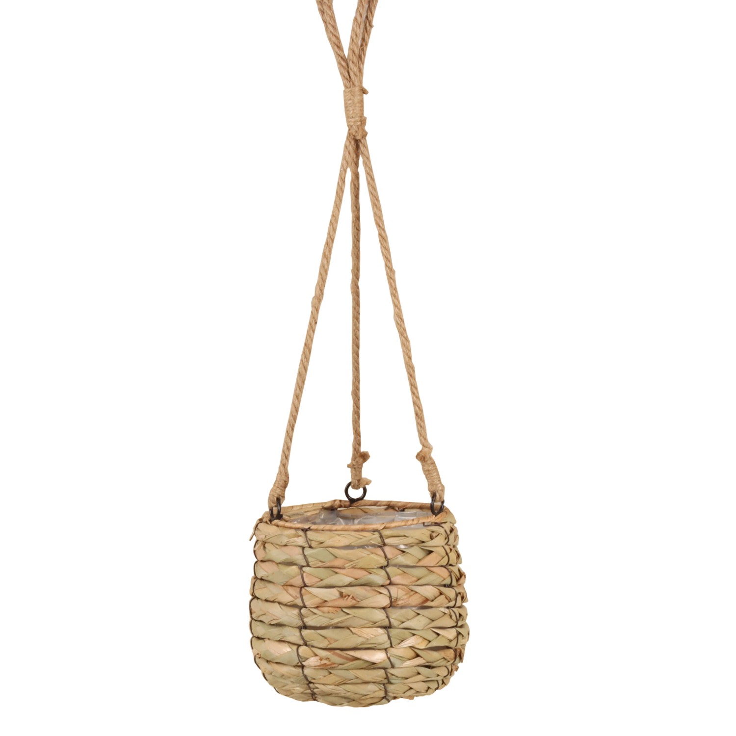 E-shop A.H.G. Závesný kvetináč z morskej trávy s konopným lanom, pr. 17 x 16 cm