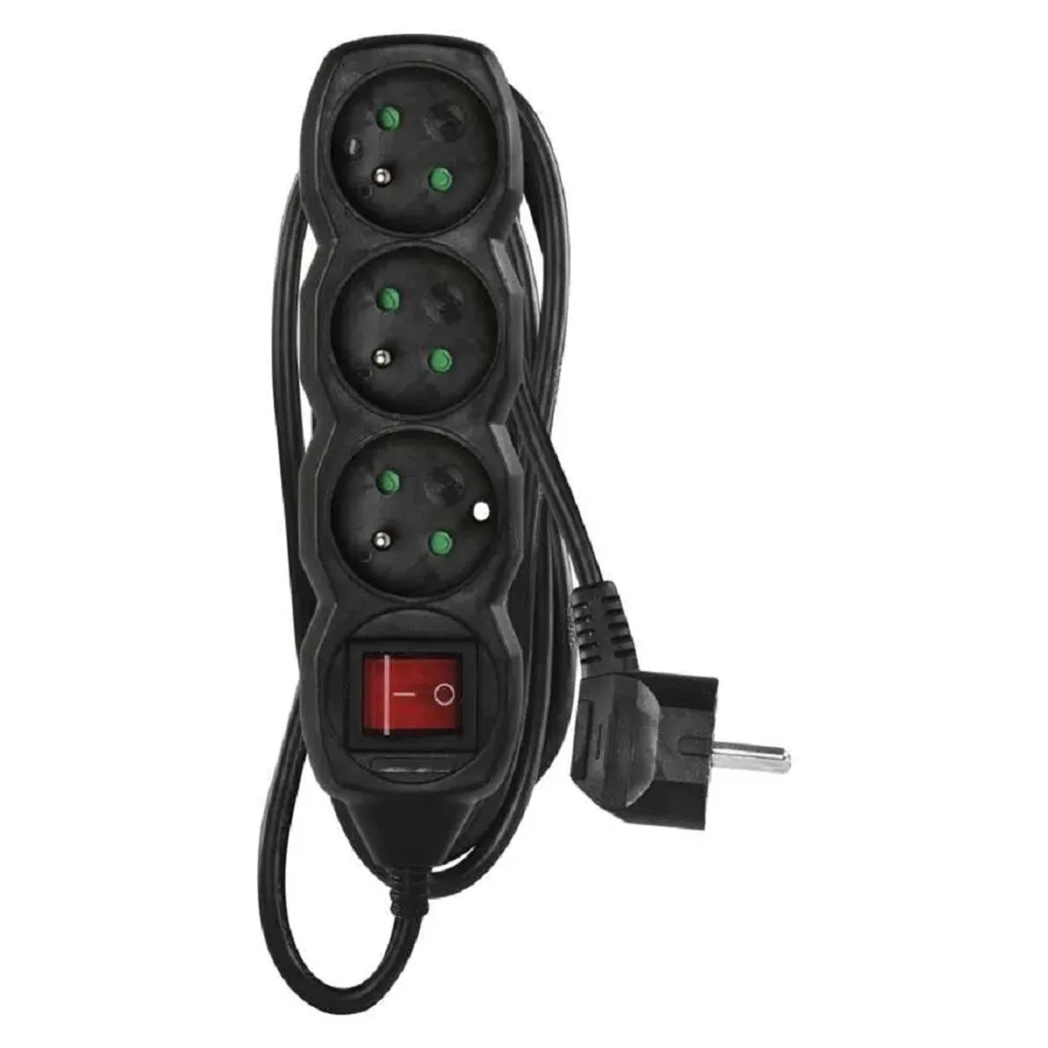 E-shop EMOS Predlžovací kábel s vypínačom čierny, 3 zásuvky, max. 16 A/3680 W, 1,5 m