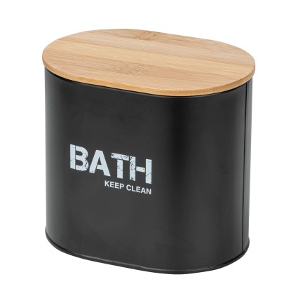 Wenko Kúpeľňový box s vekom Gara čierny 1,092 l oceľ 14,5 x 13,5 x 10,5 cm