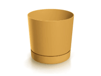 Prosperplast Kvetináč TUBO P s miskou, horčicová, pr. 10,8 x 10,9 cm