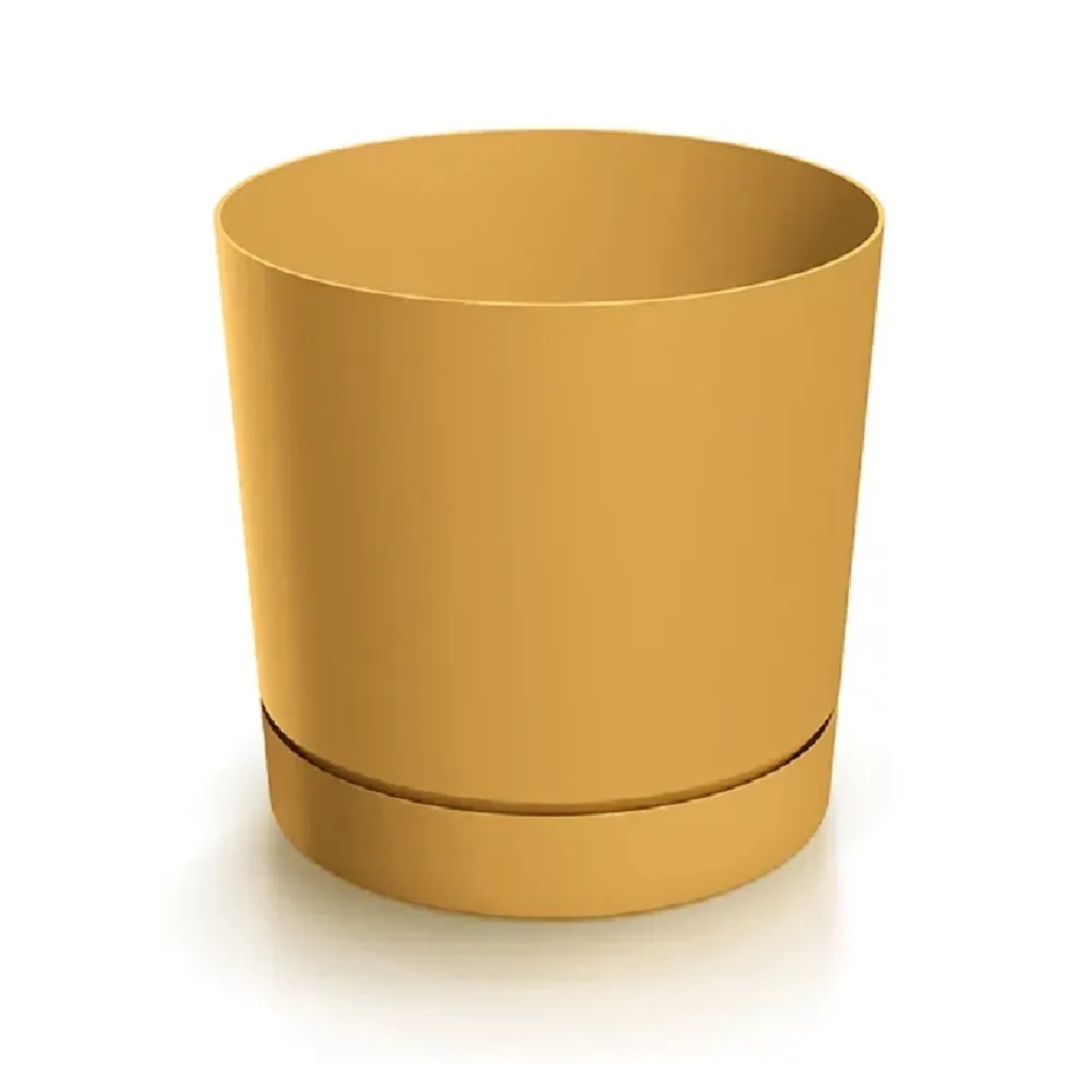 E-shop Prosperplast Kvetináč TUBO P s miskou, horčicová, pr. 10,8 x 10,9 cm