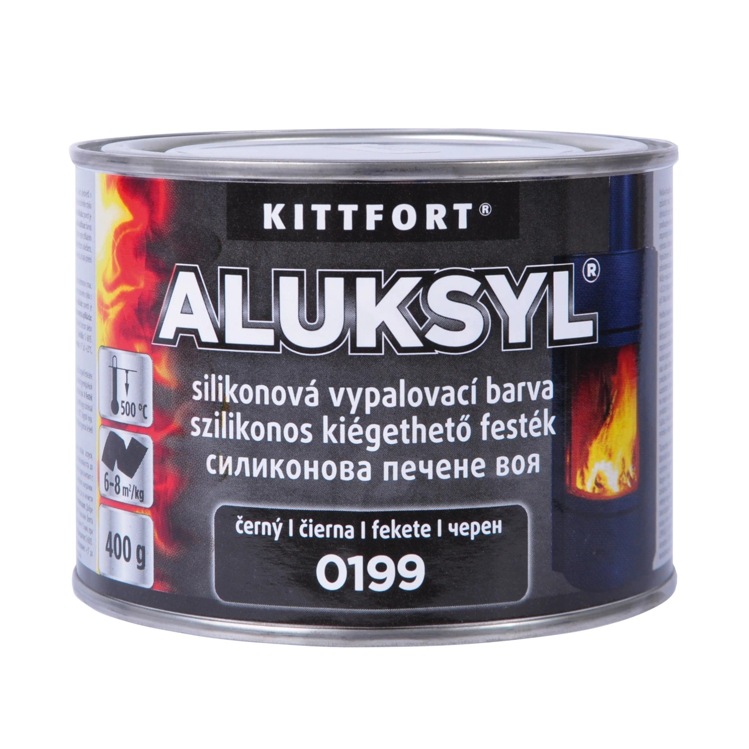 E-shop Kittfort Aluksyl Vypaľovacia silikónová žiaruvzdorná farba 0199 čierna, 400 g