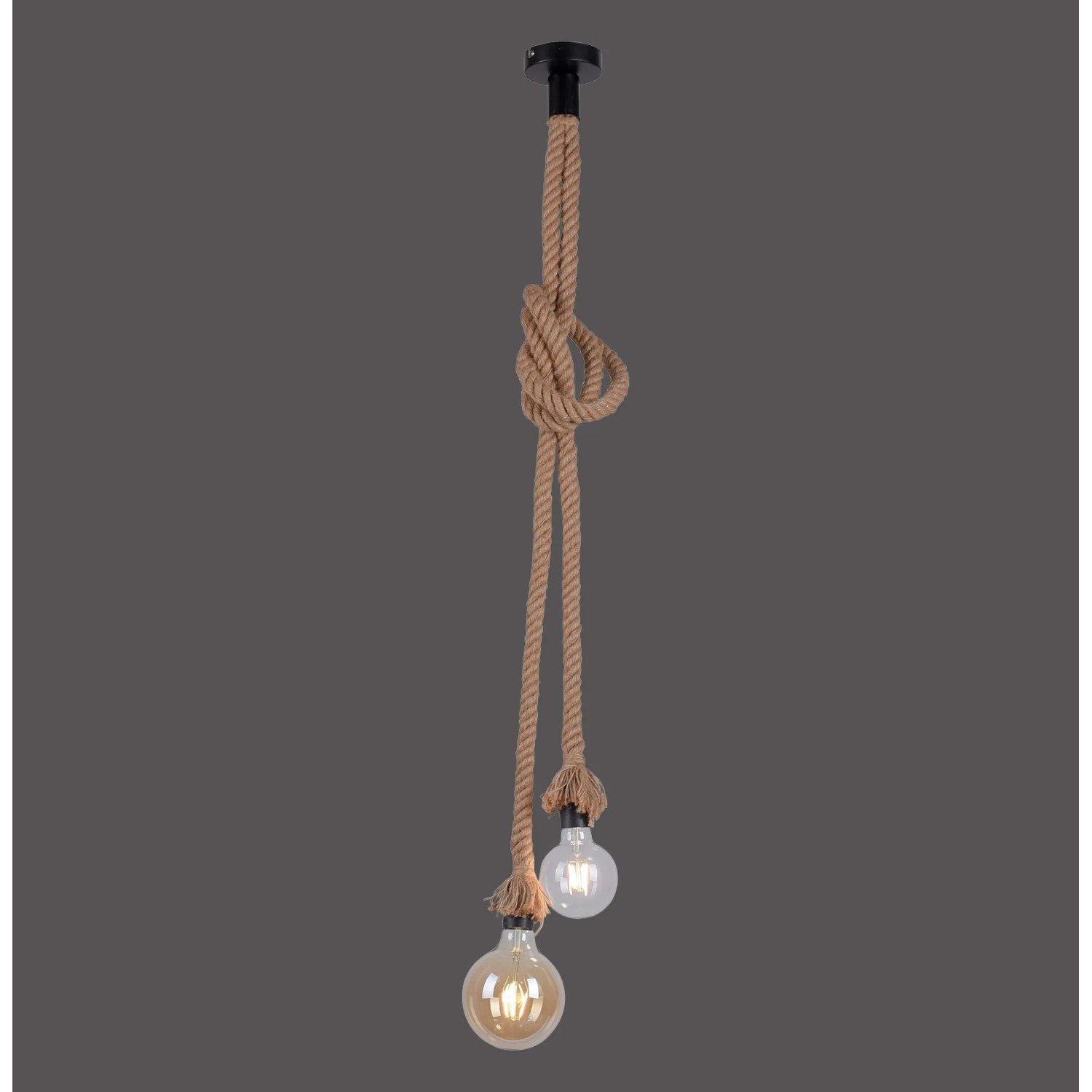E-shop Just Light. Závesné svietidlo Rope 2-bod., prírodná/čierna, pr. 10 x 155 cm