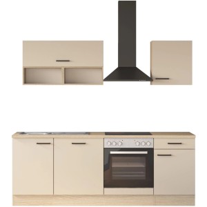 Flex-Well Kuchyňa 1710 Creso kašmír/dub 220 cm-rúra+skl.doska/dig./umývačka