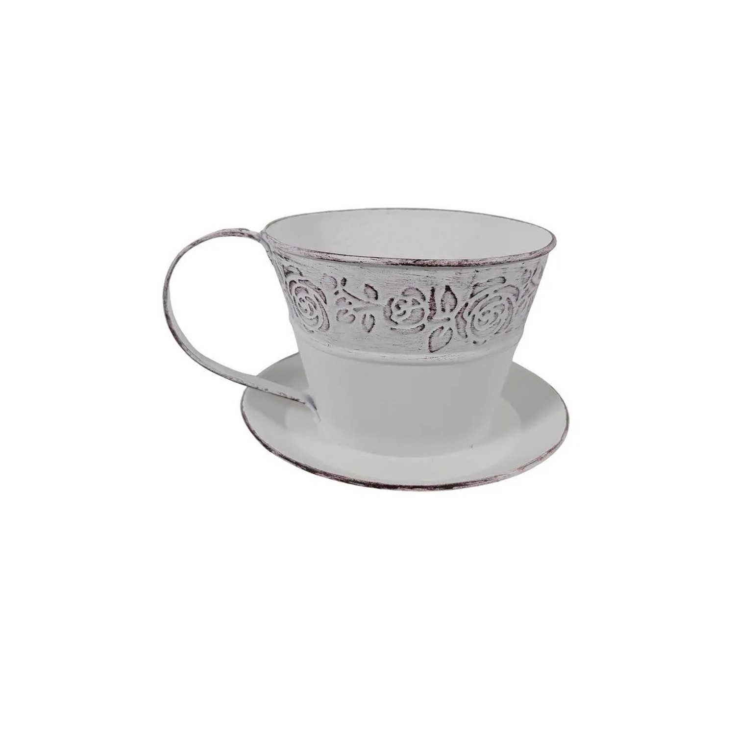 E-shop Boltze Kovový kvetináč v tvare šálky s tanierikom Lyuba, pr. 15 x 11 cm