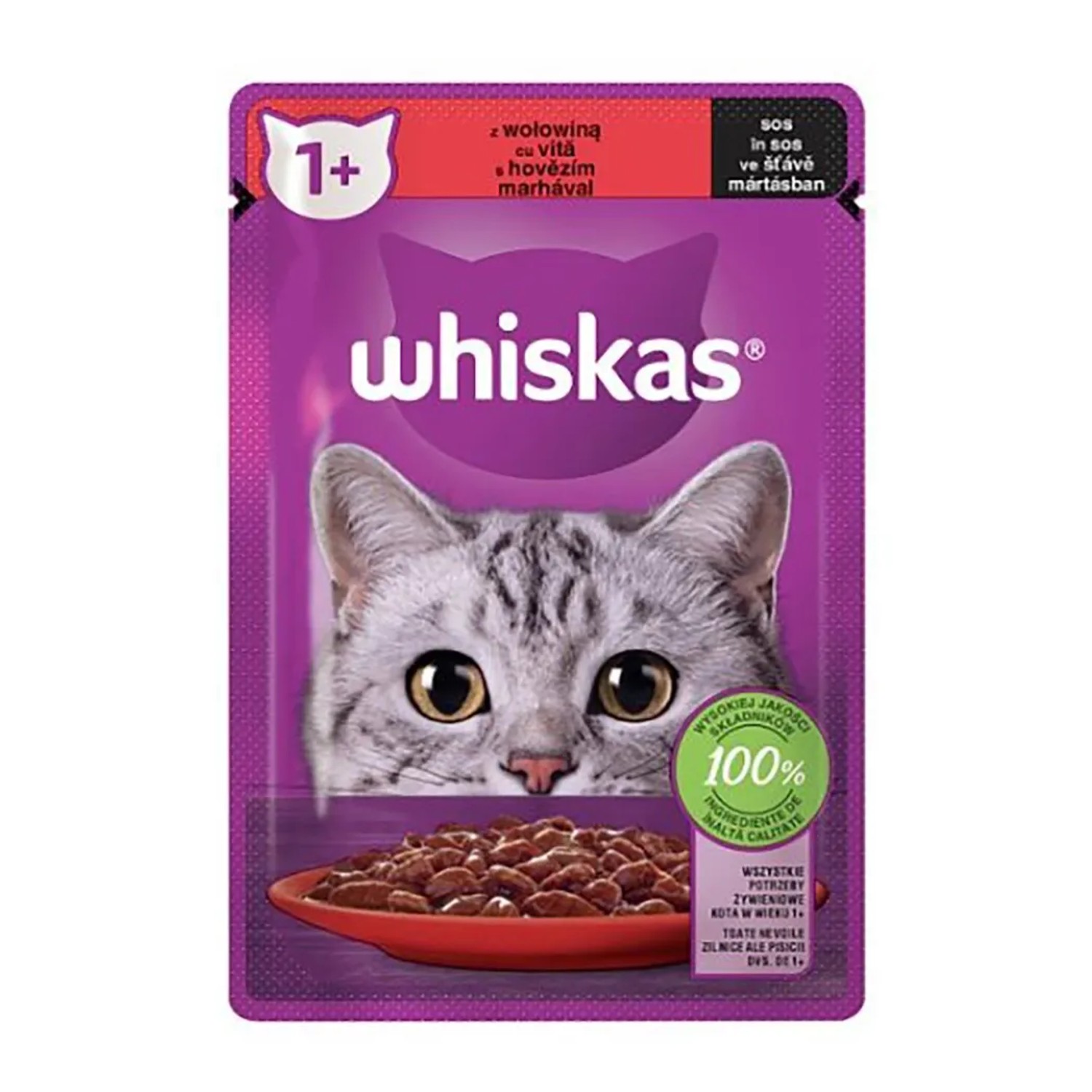 E-shop Whiskas Kapsička pre mačky s hovädzím v šťave, 85 g