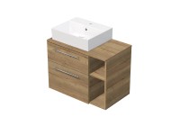 INTEDOOR Kúpeľ.skriňa+umývadlo BEE, úchyt chróm, 80cm, regál vpravo, dub Halifax