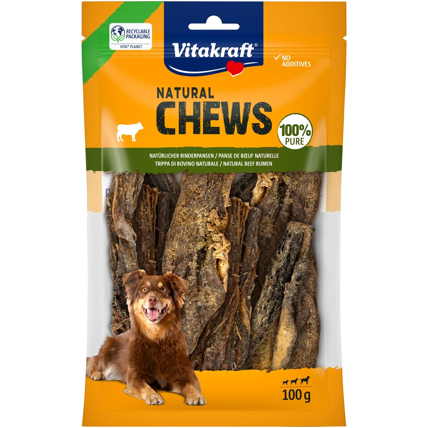 E-shop Vitakraft Maškrta pre psov držky hovädzie sušené Natural Chews, 100 g