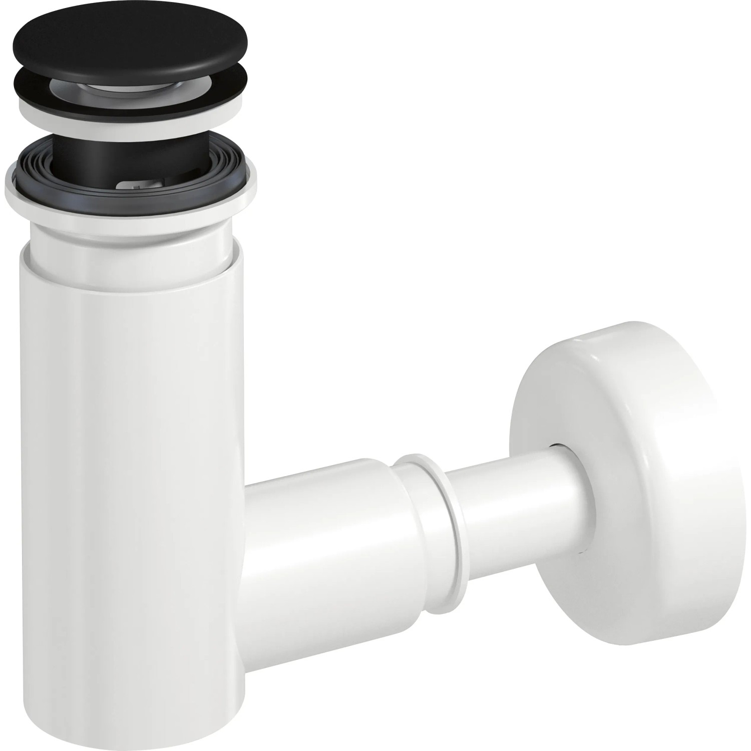 E-shop Prevex Umývadlový sifón EasyClean s click-clack výpustom, čierna, pr. 40/32 mm