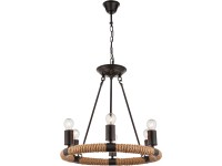 GLOBO Závesné svietidlo ULLEU čierna/hnedá E27 40 W pr. 500 x 1260 mm