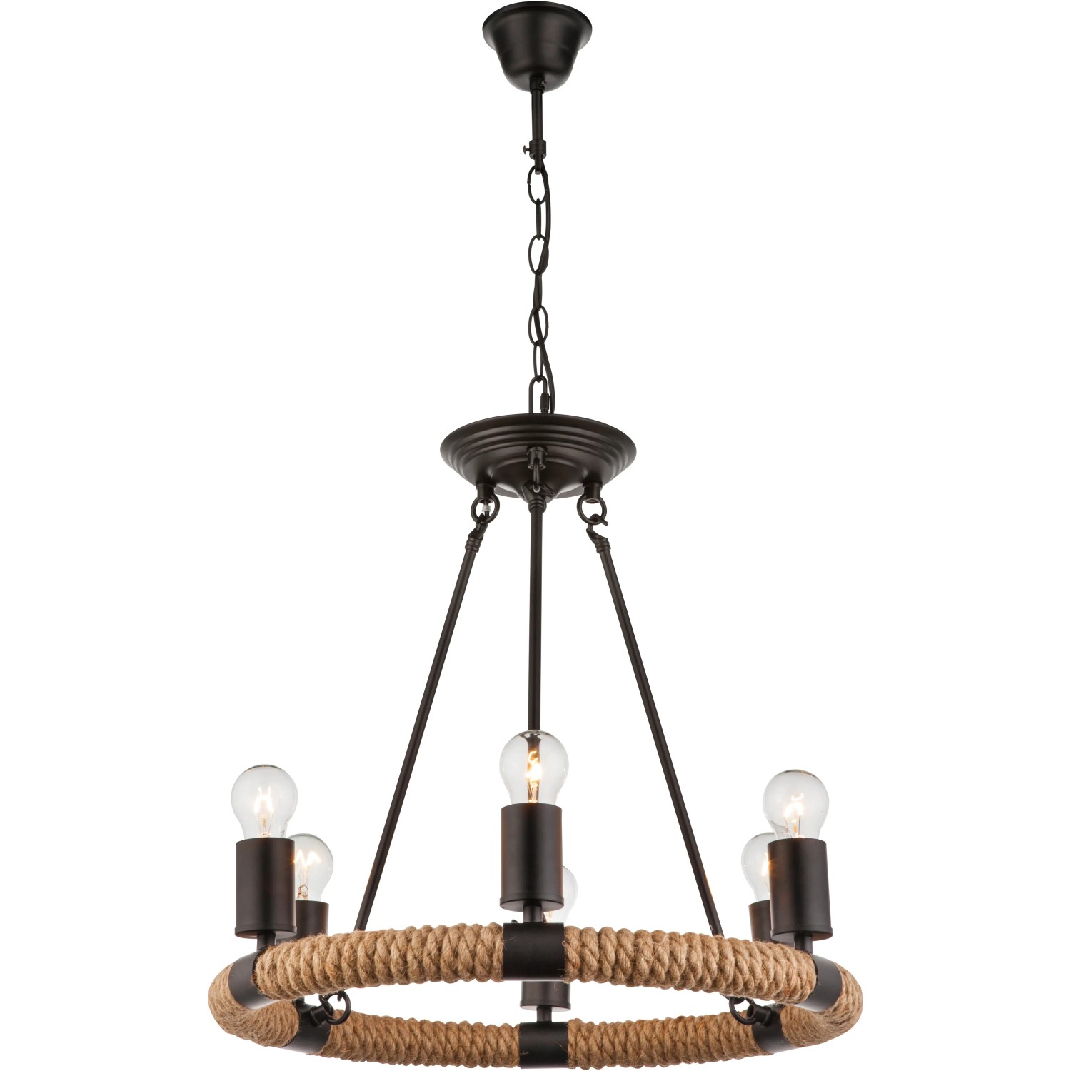 E-shop GLOBO Závesné svietidlo ULLEU čierna/hnedá E27 40 W pr. 500 x 1260 mm