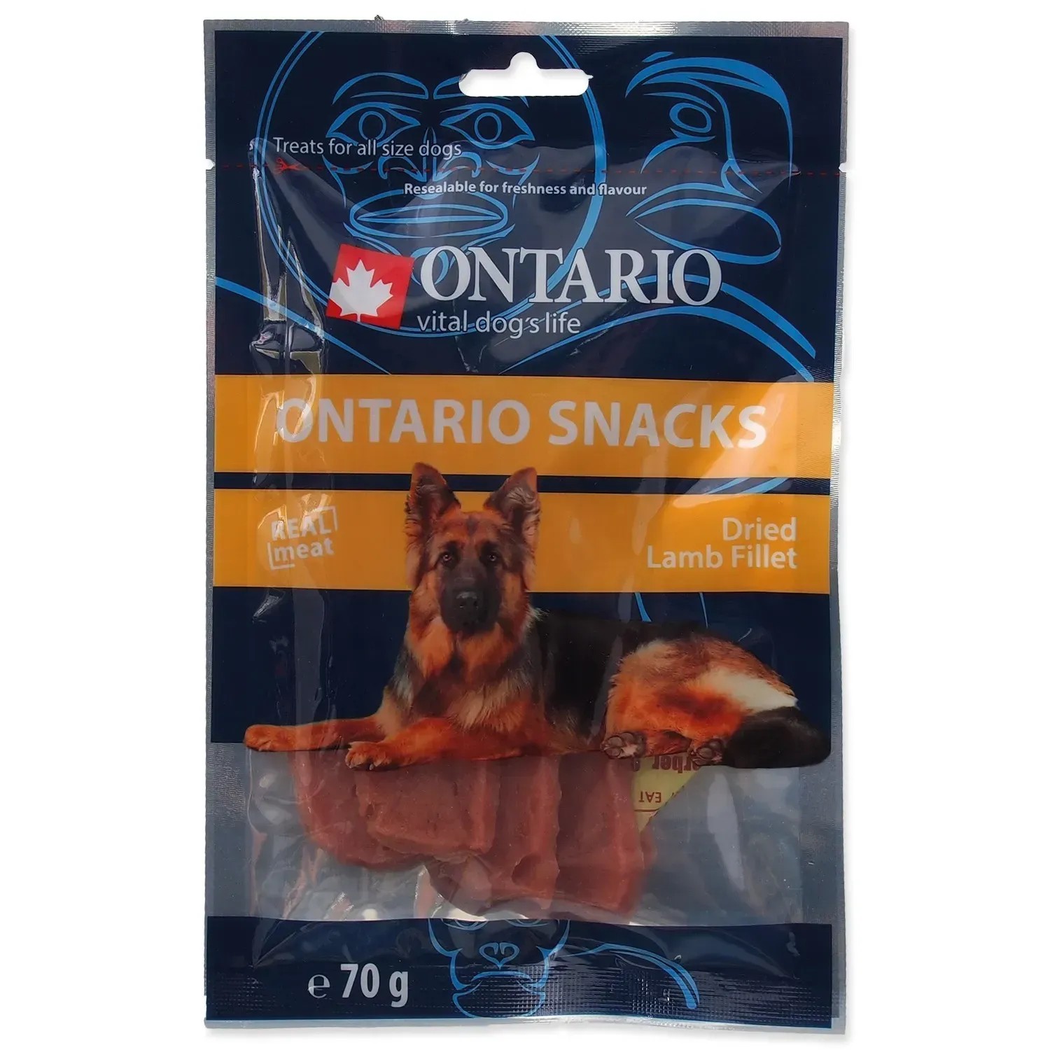E-shop ONTARIO Pochúťka pre psov Sušené jahňacie plátky 70 g