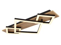 GLOBO Stropné LED svietidlo BEATRIX I, 4W 2900lm 3000K, čierna/drevo, 54x31,2 cm