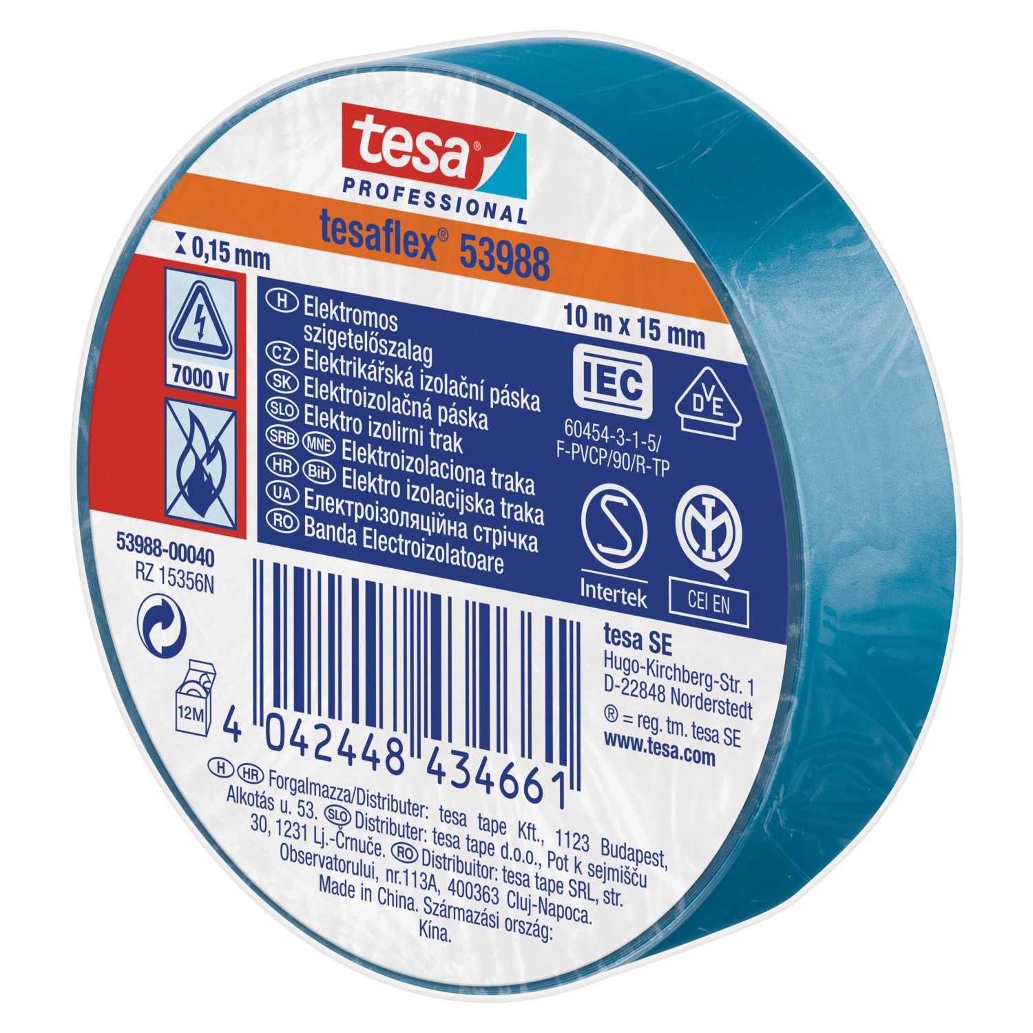 E-shop tesa Professional Elektrikárska izolačná páska tesaflex modrá 10 m x 15 mm