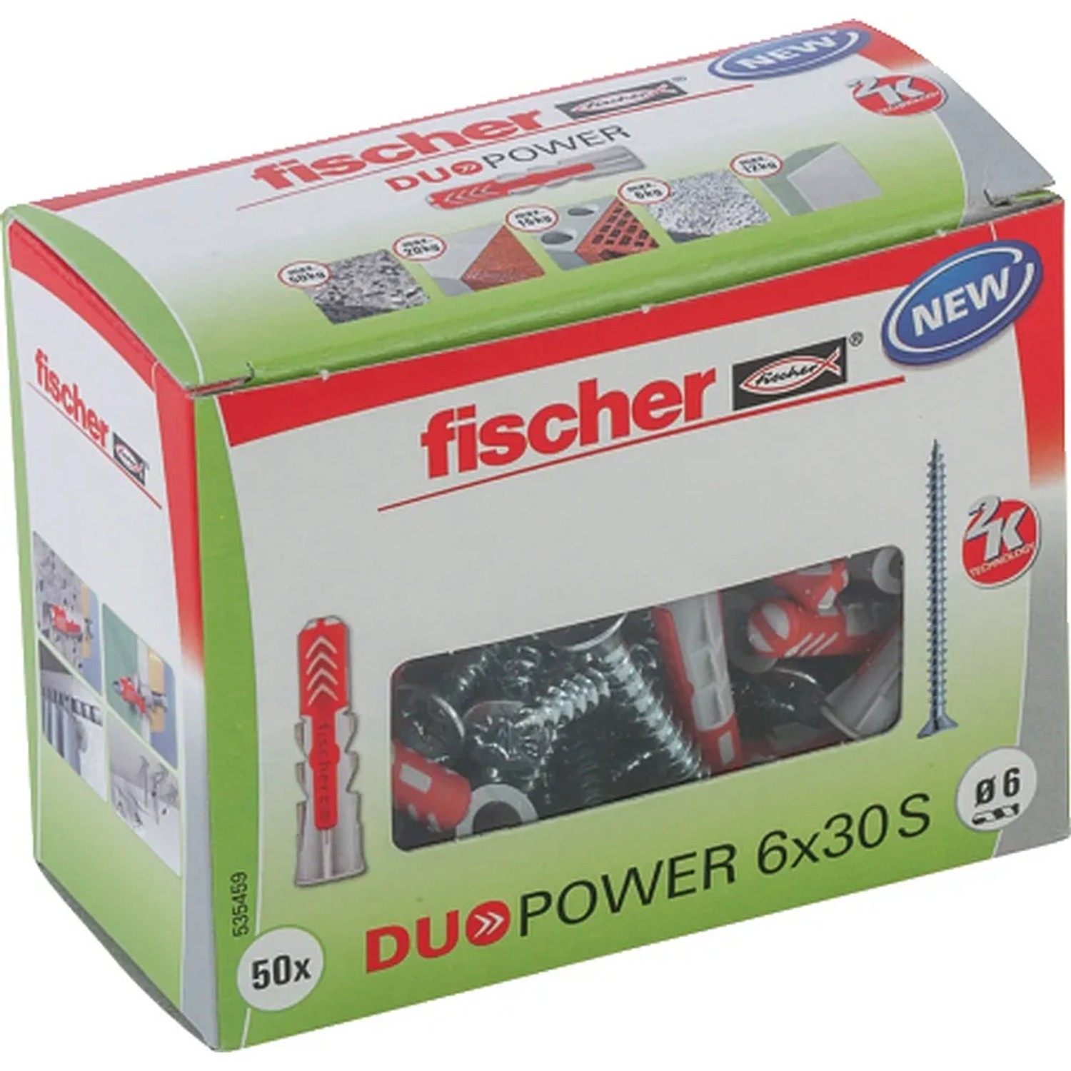 E-shop Fischer Hmoždinka DuoPower 6 x 30 S so skrutkami, 50 ks