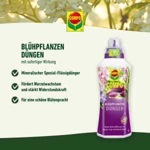 Compo Hnojivo pre kvitnúce rastliny 500 ml: Tekuté hnojivo pre bohaté kvety, zdravé rastliny.