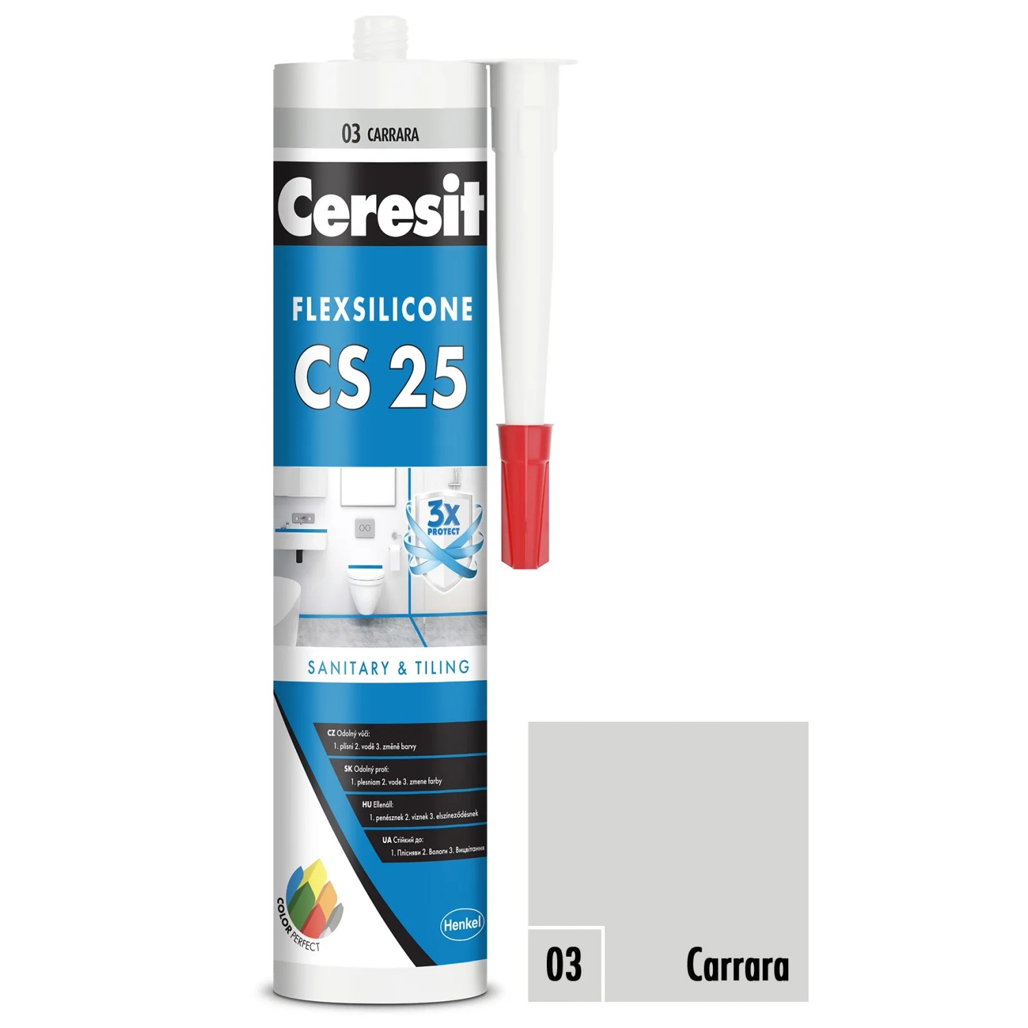 E-shop CERESIT CS 25 Sanitárny silikón 03 Carrara 280 ml