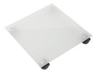 Podložka pod kvetináč s kolieskami sklo matná biela hranatá 35 cm x 35 cm