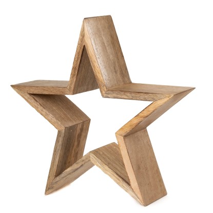 DRAGIMEX Stojacia dekorácia hviezda z mangového dreva 31,5 x 33 cm, 1 ks