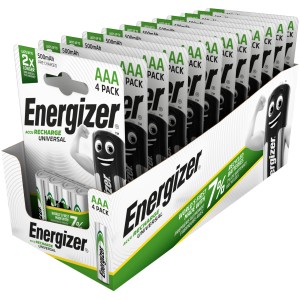 Energizer Univerzálne AAA Micro 500 mAh nabíjateľné batérie, balenie 4 ks. Pre štandardné zariadenia.