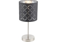 GLOBO Stolná lampa KIDAL, E14, tmavo sivé/matný nikel, pr. 15 x 35 cm
