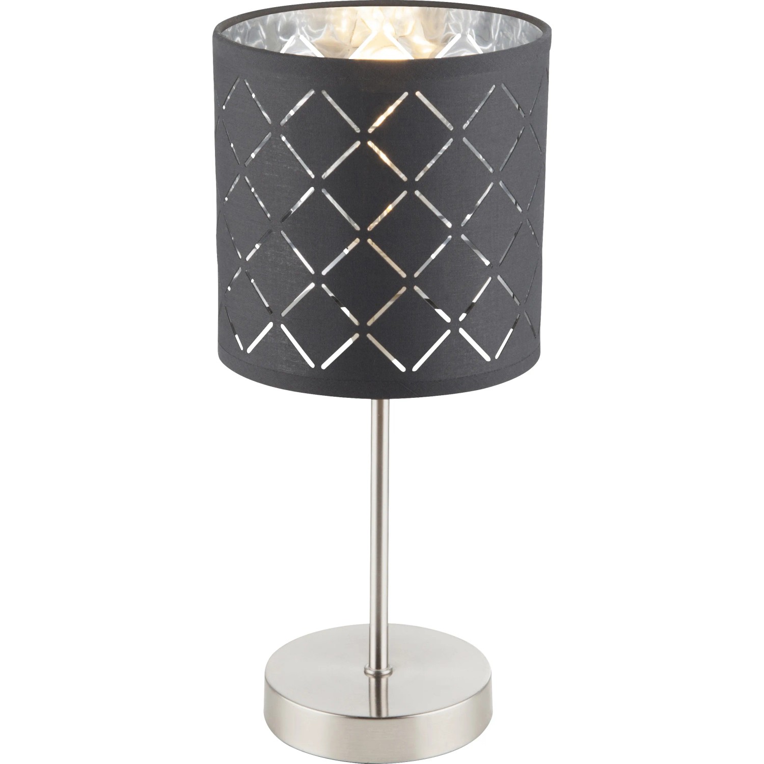 E-shop GLOBO Stolná lampa KIDAL, E14, tmavo sivé/matný nikel, pr. 15 x 35 cm