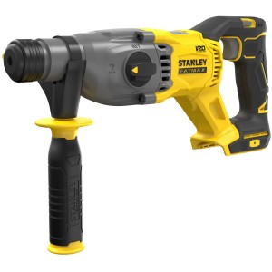 Stanley 18V akumulátorové kombinované kladivo V20 SFMCH900B, žlto-čierne, s prídavnou rukoväťou.