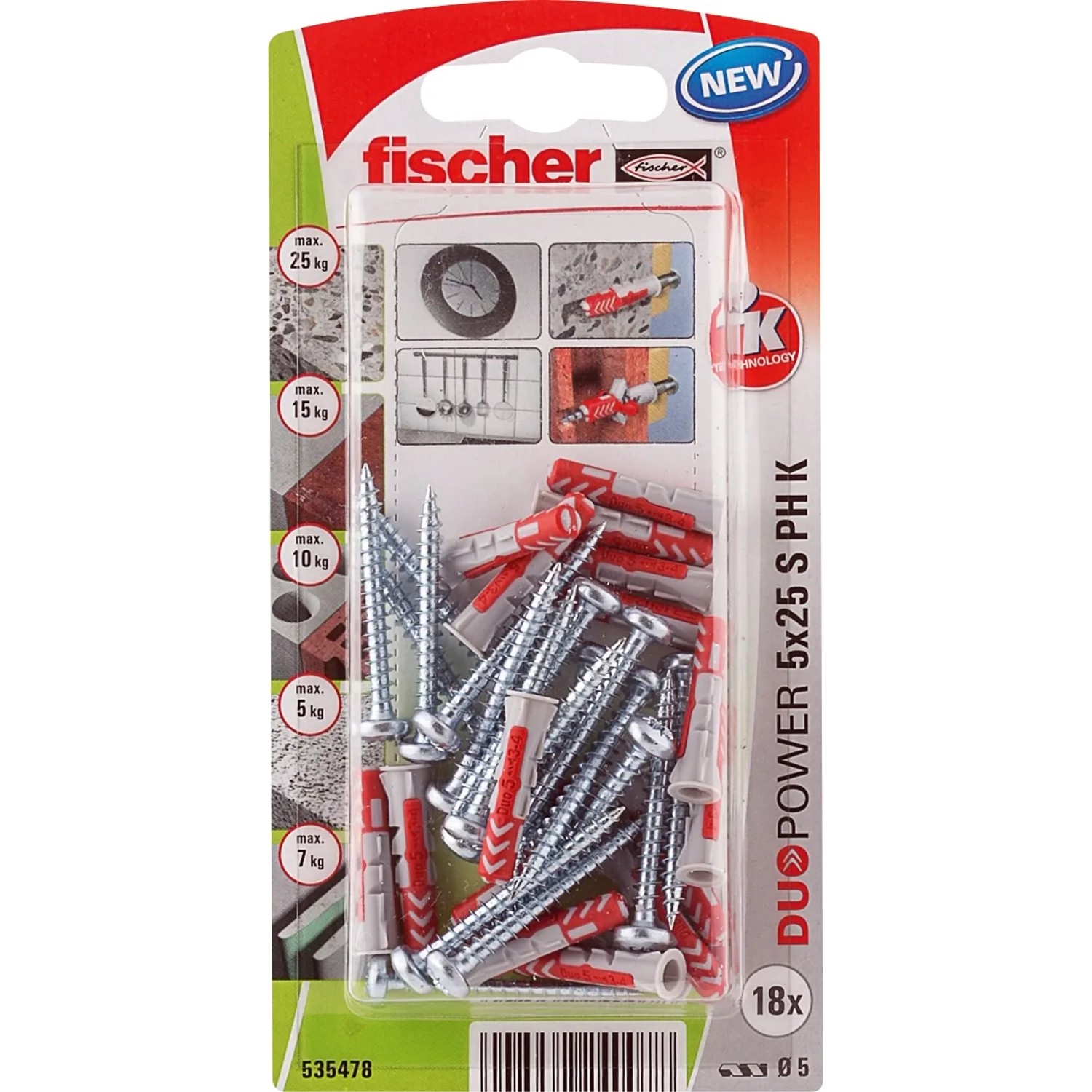 E-shop Fischer Hmoždinka DuoPower 5 x 25 S PH K NV, 18 ks