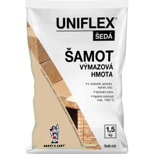 Šamotová malta v 1,5 kg vreci na opravy krbov a pecí.