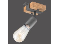 Just Light. Stropné/nástenné svietidlo Slat, 1xE27, drevo/kov, 14,5 x 12 cm