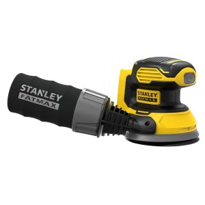 Akumulátorová excentrická brúska Stanley Fatmax SFMCW220B, brúsna plocha 125 mm, s prachovým vreckom.