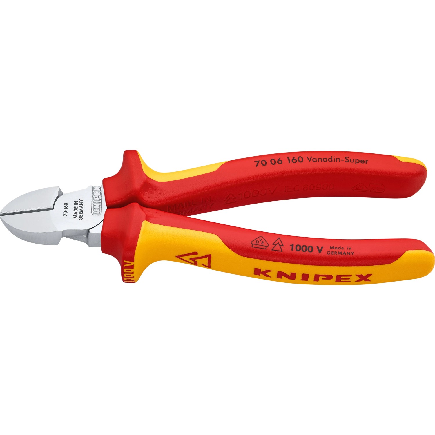E-shop Knipex Bočné štiepacie kliešte, chróm., izolované viackomp.návleky VDE, 160 mm