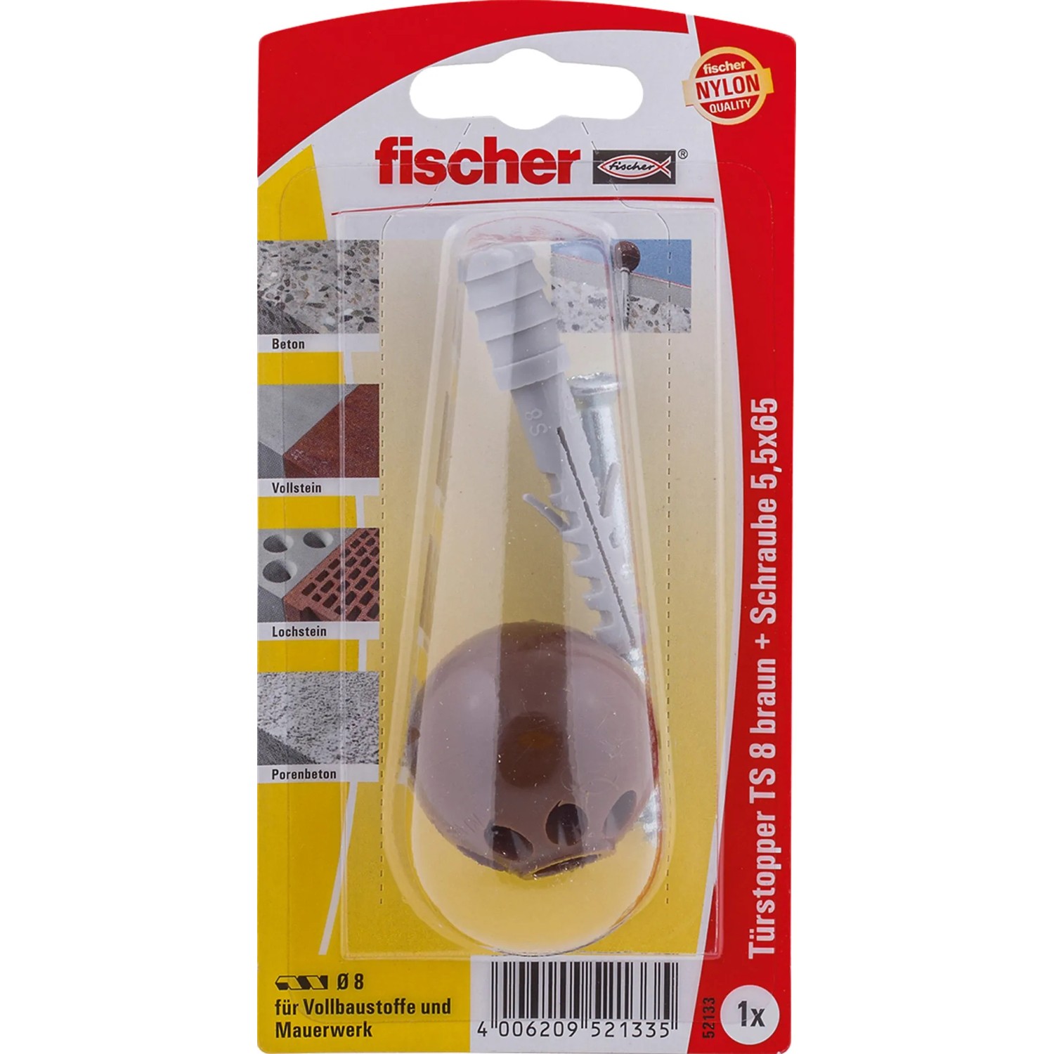 E-shop Fischer Dverná zarážka TS 8 K hnedá