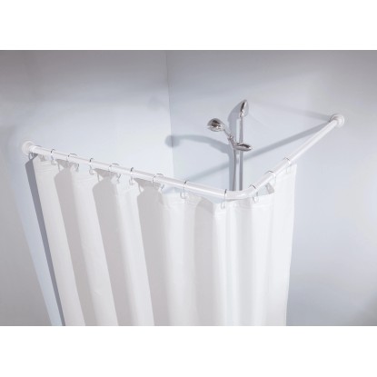 Kleine Wolke Rohová tyč pre sprchové závesy biela, pr. 25 mm, 90 x 90 cm