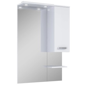 Zrkadlo Maximus Eve 70 cm s LED, skrinkou a poličkou v bielej farbe.