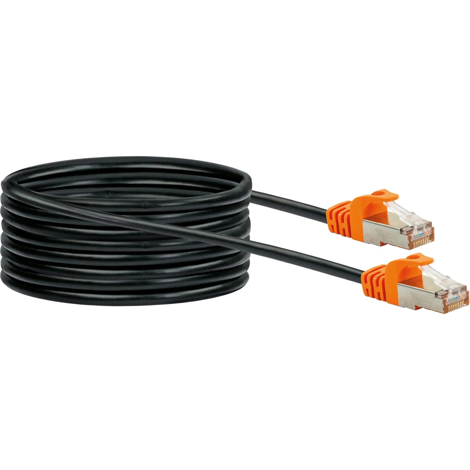 E-shop Schwaiger Sieťový kábel CAT7 (S/FTP) RJ45, čierna/oranžová, 10 m
