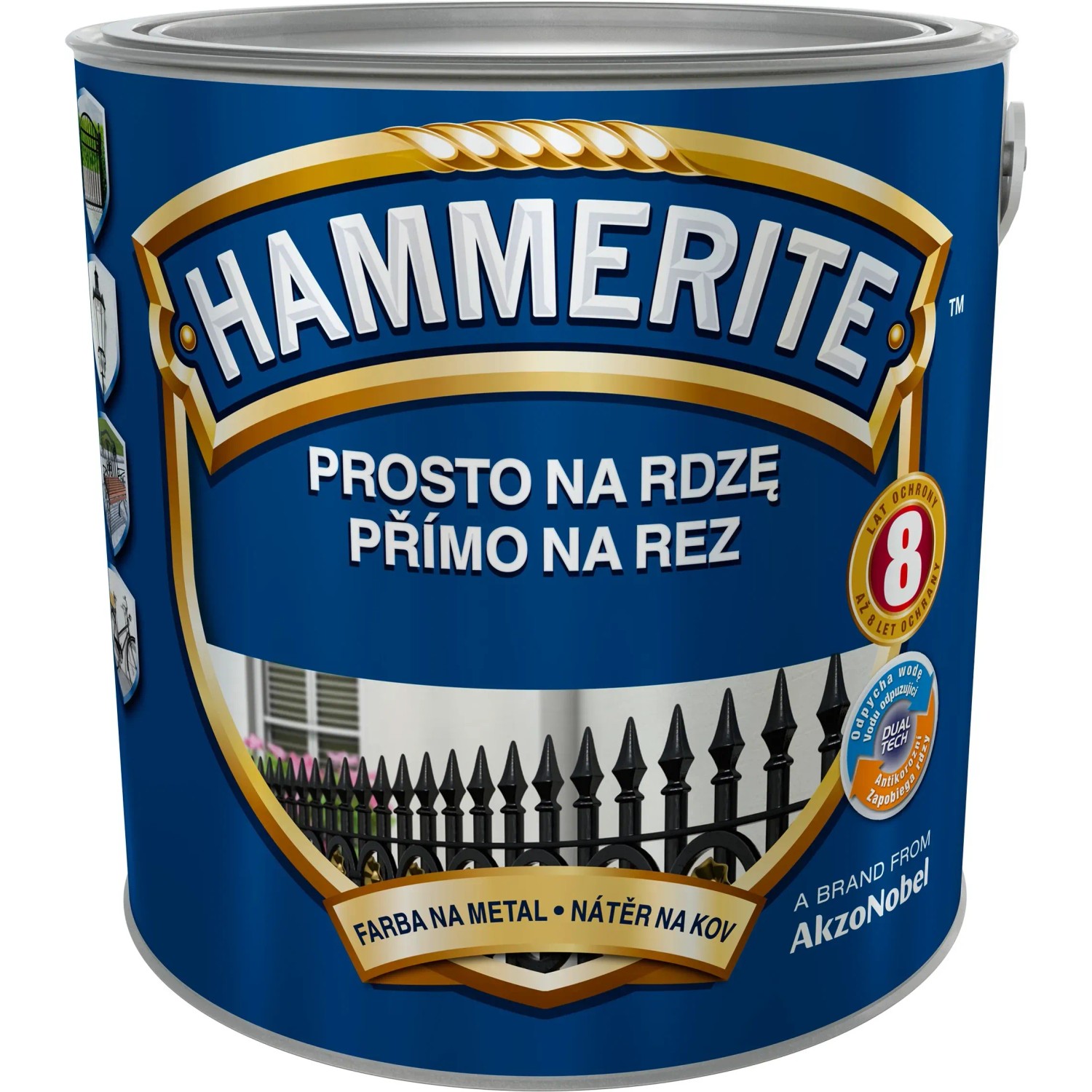 E-shop Hammerite Priamo na hrdzu farba na železné kovy hladká strieborná 2,5 l