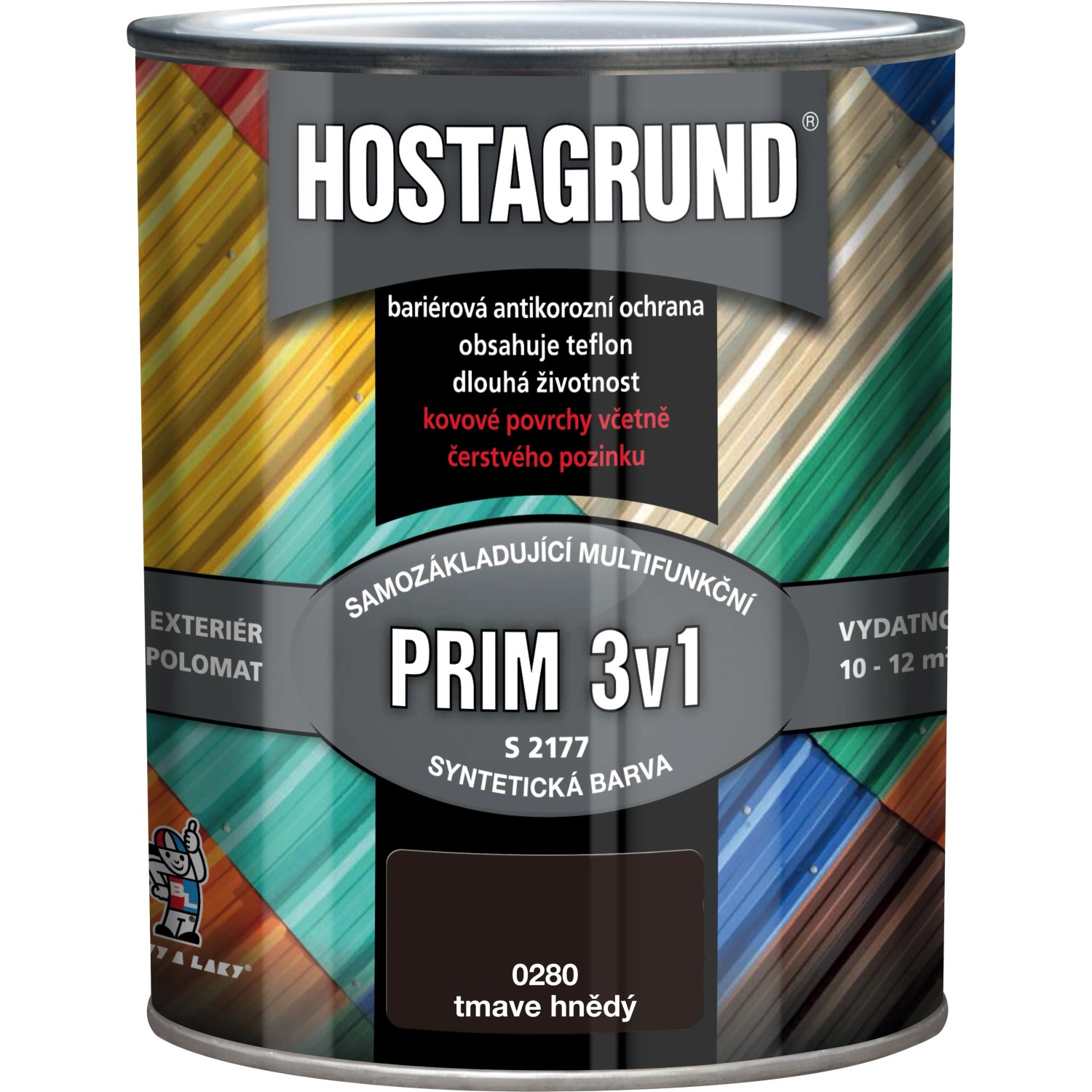 E-shop HOSTAGRUND Základná aj vrchná farba na kov 3v1 PRIM S2177 0280 hnedá tmavo 600ml