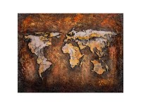 FALC Kovový obraz 3D Mapa sveta 60 x 80 cm