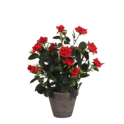 Mica Decorations Umelý ker ruží v kvetináči Stan, červený, pr. 25 x 33 cm