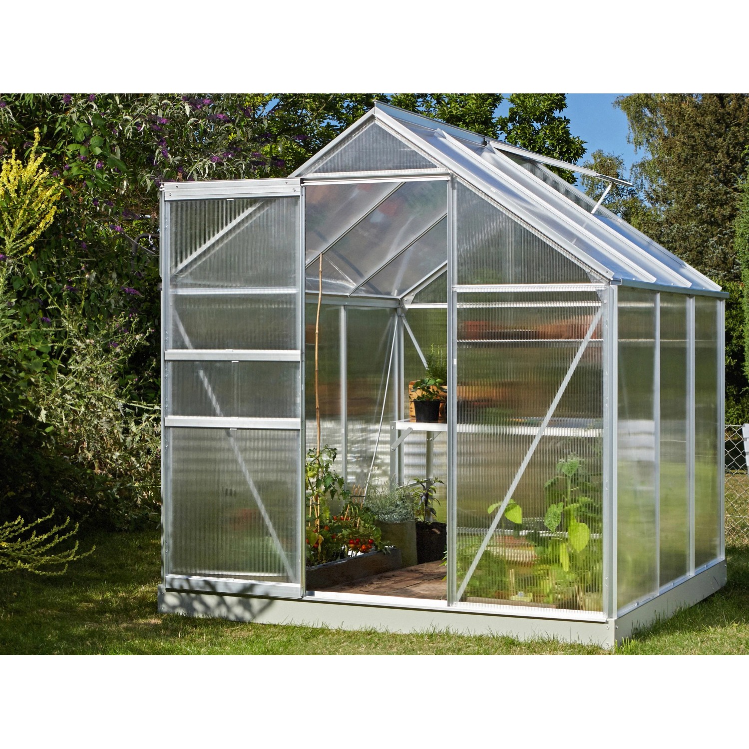 E-shop Vitavia Skleník Comet 3800, HKP 4 mm, so základňou, hliník, 195 x 195 x 197 cm