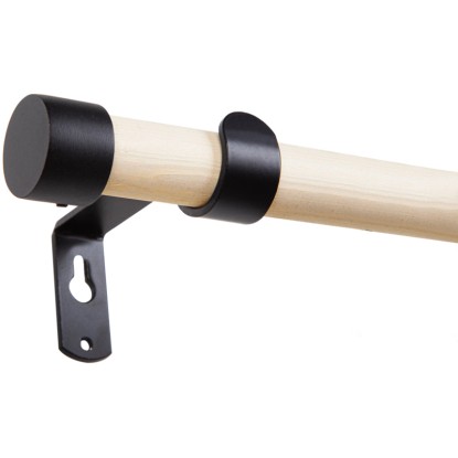 Súprava záclonovej tyče drevená, prírodná, pr. 19 mm, 160 cm
