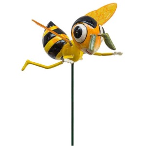 Zábavný záhradný zapich vosa, 49 cm, žlto-čierna, ako dekorácia do kvetinových záhonov.